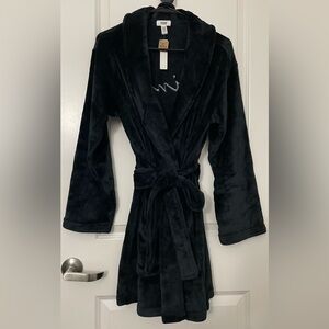 PINK Fluffy Black Short Robe